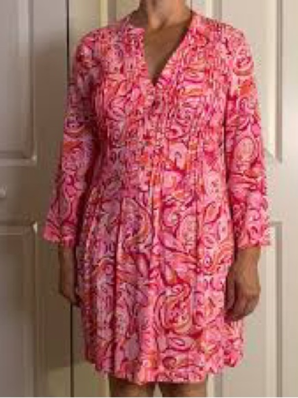 Lilly Pulitzer Pink Paisley Sarasota Long-Sleeve V-Neck Dress